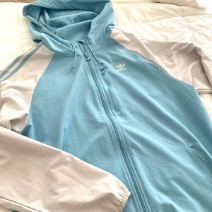 Blue and White Adidas Zip-up Hoodie Lightweight